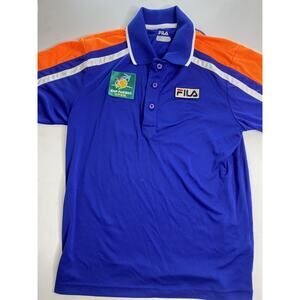 FILA Mens Size Xxs BNP Paribas Open Tennis Blue Polo Shirt Design On Back